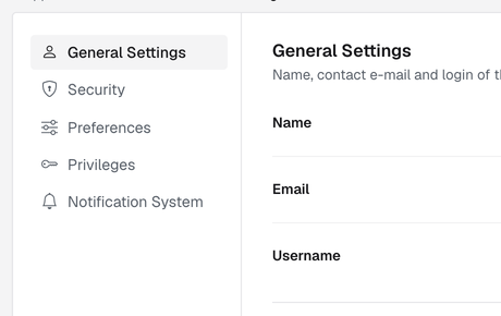 Vertical settings menu